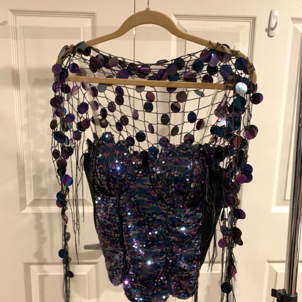 Sequin Mermaid Corset and Net cardigan
